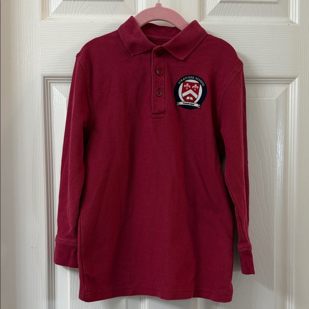 Stratford uniform Cardinal Long Sleeve Pique Polo shirt